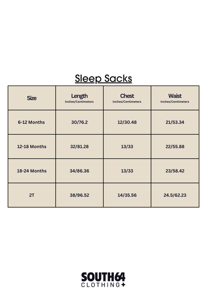 A sizing chart that gives size, length, chest and waist sizes form the product.
